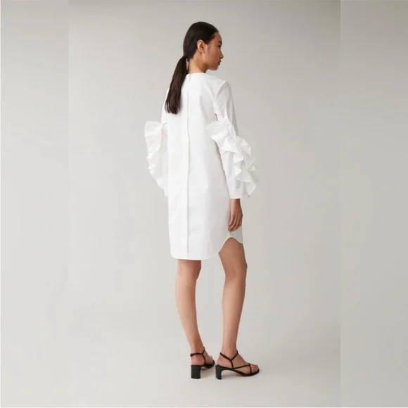 COS White Ruffle Sleeve Mini Dress - Picture 3 of 10